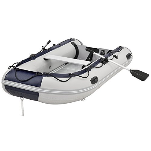 ArtSport Schlauchboot grau mit Aluboden aufblasbar 3,20 m | 4 Personen | Paddelboot inkl. Paddel, Pumpe & Tasche | Sportboot Angelboot