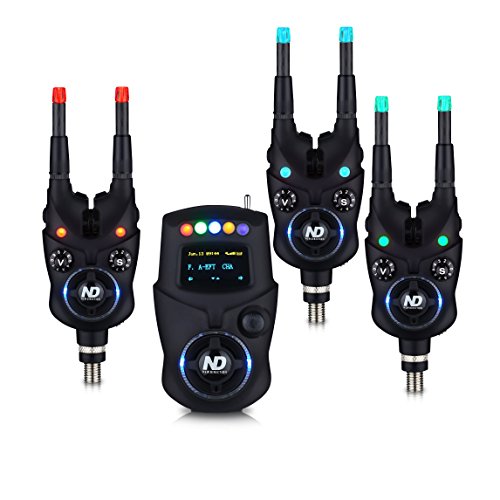 New Direction Tackle K9 Bluetooth Funk Bissanzeiger Set (3x K9, 1x R9 Mini-Receiver,1x Plastikbox, 6x Leuchten (R,G,B))