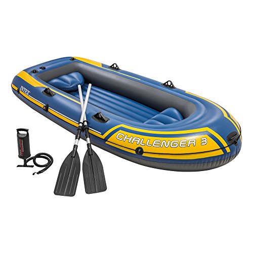 Intex Challenger 3 Set Schlauchboot - 295 x 137 x 43 cm - 3-teilig - Blau / Gelb