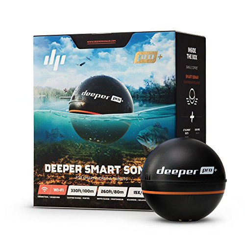 Deeper PRO PLUS smart Fischfinder - kabelloser W-LAN Fischfinder mit eingebautem GPS für Ufer Angler