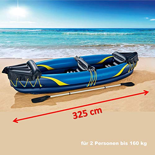 INSHORE KAJAK 2-Personen 325 cm aufblasbar Schlauchboot mit Doppelpaddel Freizeit Badeboot komplett Set ~yx 235