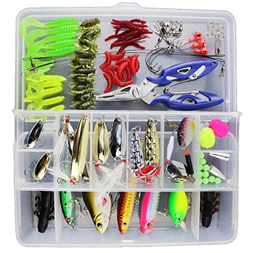 Docooler Angelköder Gemischte Tackle/Schwimmender Angelköder Haken Angelzubehör Kit Set mit Aufbewahrungsbox