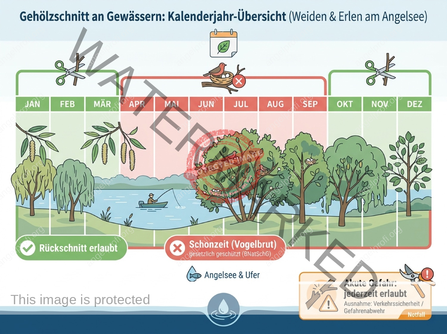 Uferbewuchs schneiden: Zeitplan und Schonzeiten im Jahresverlauf
