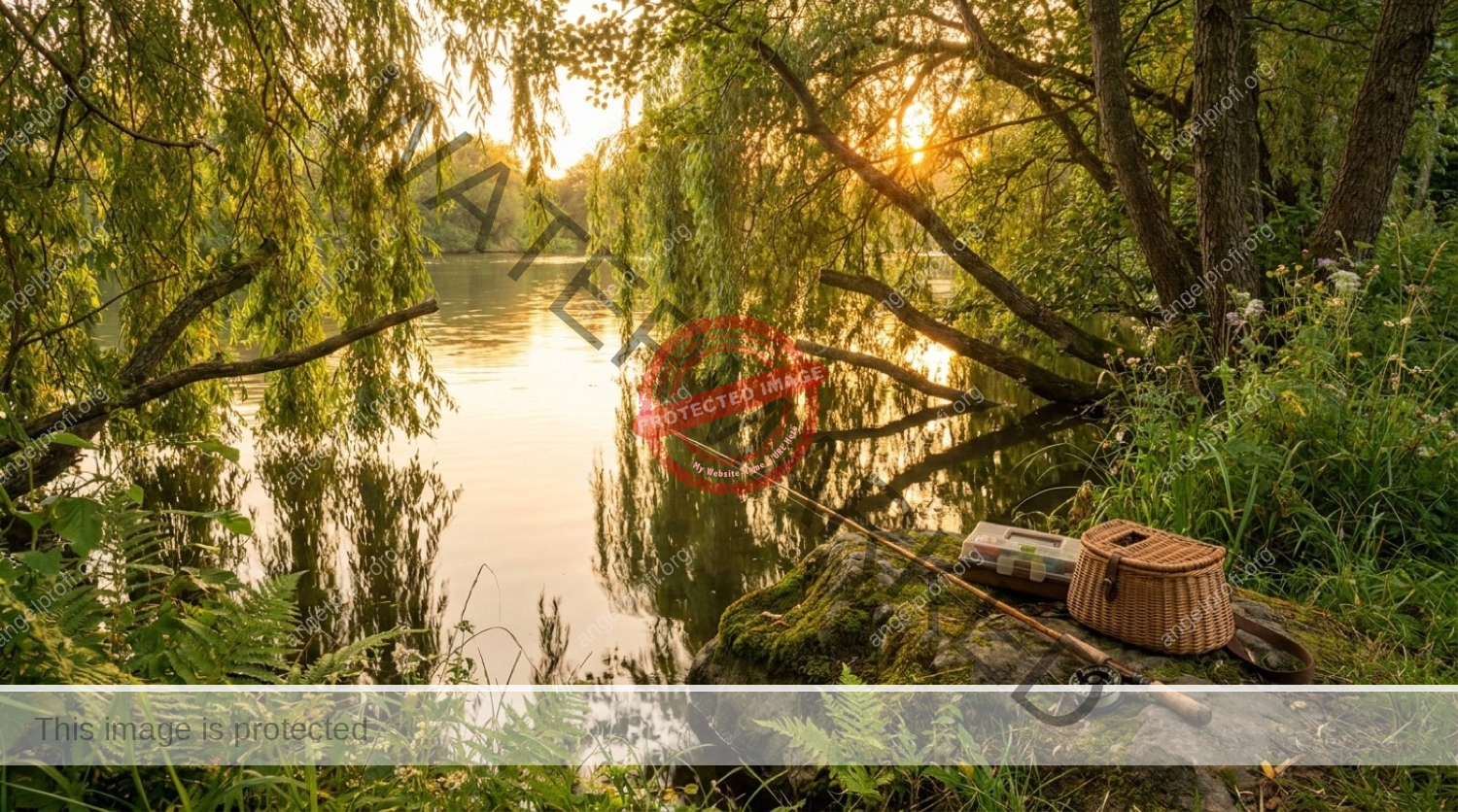Uferbewuchs schneiden am Angelgewässer: Weiden und Erlen am Ufer